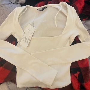 Zara white cut tee